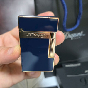 [풀세트] 듀퐁라이터 라인2 신형 ca16496 블루 래커 금장 쌍불 듀퐁 라이타