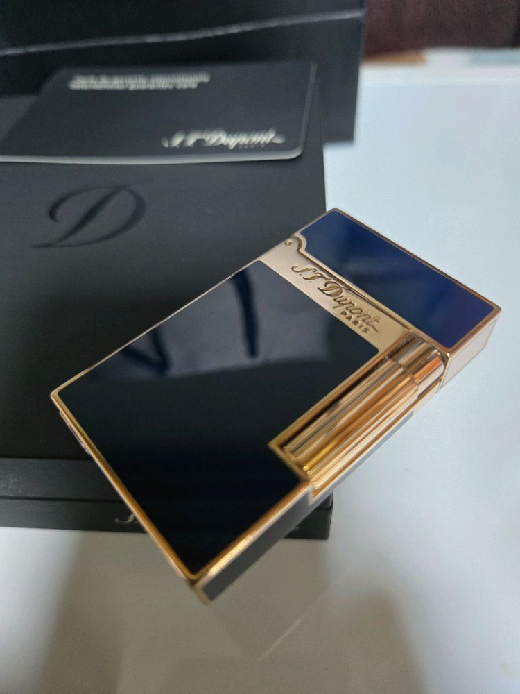 [풀세트] 듀퐁라이터 라인2 신형 ca16496 블루 래커 금장 쌍불 듀퐁 라이타--2