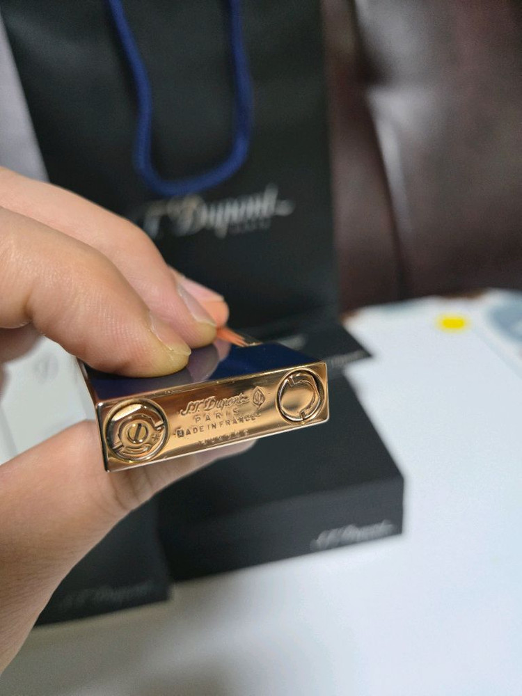 [풀세트] 듀퐁라이터 라인2 신형 ca16496 블루 래커 금장 쌍불 듀퐁 라이타--6