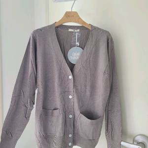 새상품 ) 여성 브라운 브이넥 긴팔 포켓 니트 가디건 L 라지 / 폴로 바버 타미힐피거 띠어리 마시모두띠