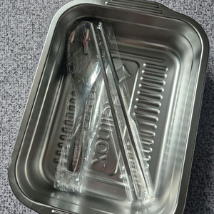 헬리녹스 스텐 사각 용기(스푼, 젓가락 포함) - 미사용 새상품