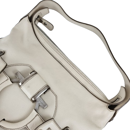 정품 페라가모 간치니 벨티드 가죽 숄더백--7