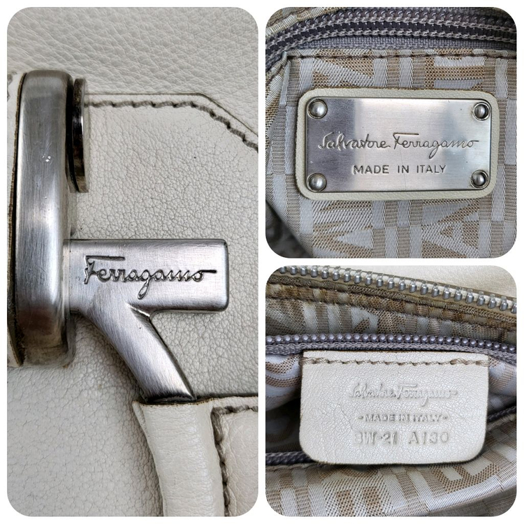 정품 페라가모 간치니 벨티드 가죽 숄더백--8