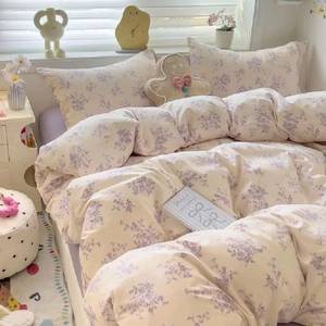 대형 아이보리 퍼플 이불커버 베개커버 세트 새상품