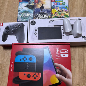 닌텐도스위치 oled,젤다야숨,왕눈,동숲 이미지