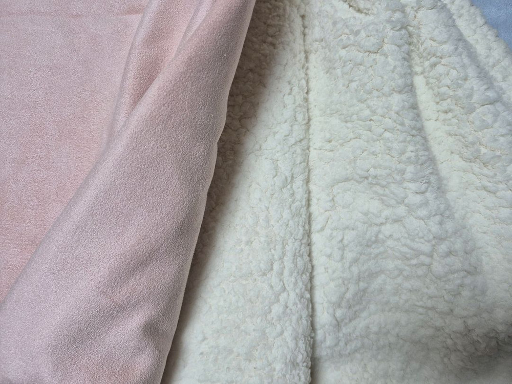 무스탕원단 3가지 일괄판매 핑크 스카이 베이지 일과 이미지