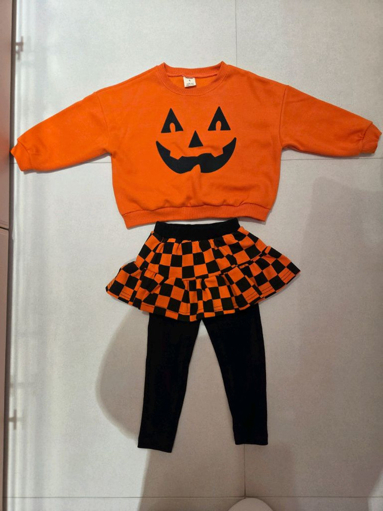 아동 유아 펌킨 상하복 할로윈 커스튬 100 새상품--1