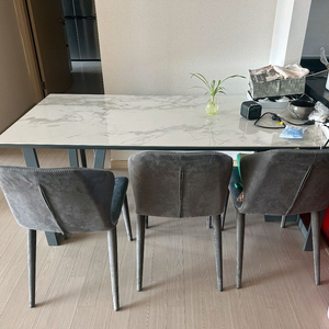 6인용 대리석 패턴 식탁세트