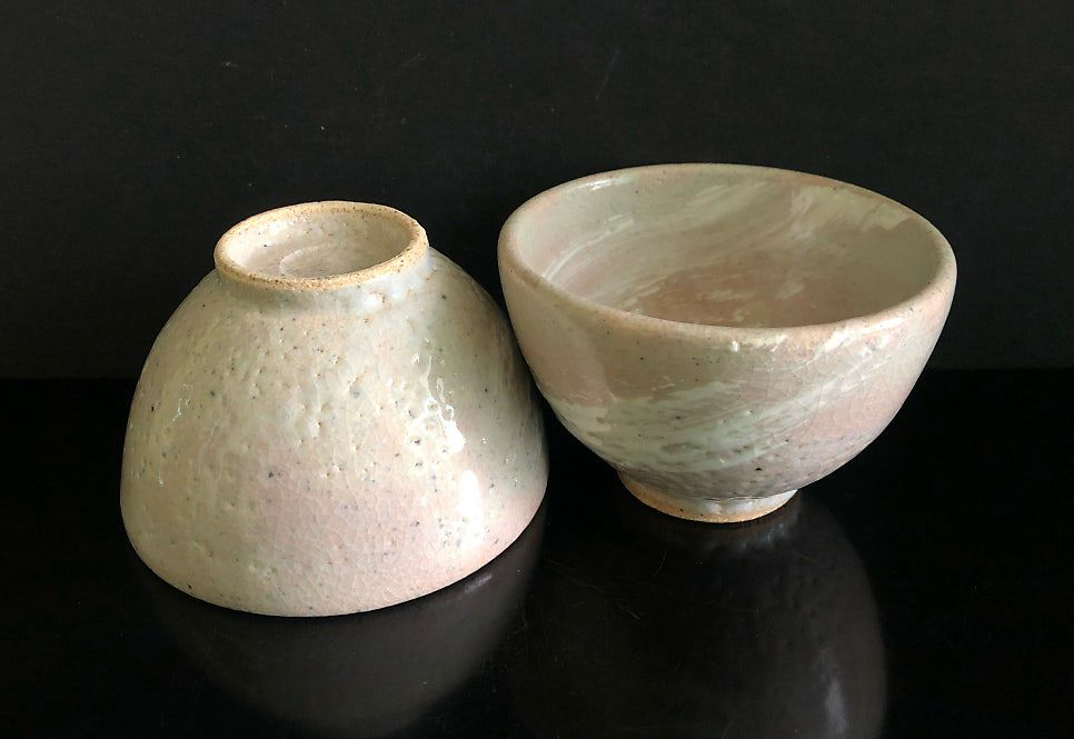 백자 귀얄 잔잔대 2조 세트 / 정호다완 이도다완 다완 찻잔 백산 김정옥--2