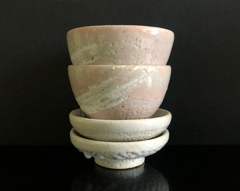 백자 귀얄 잔잔대 2조 세트 / 정호다완 이도다완 다완 찻잔 백산 김정옥--9