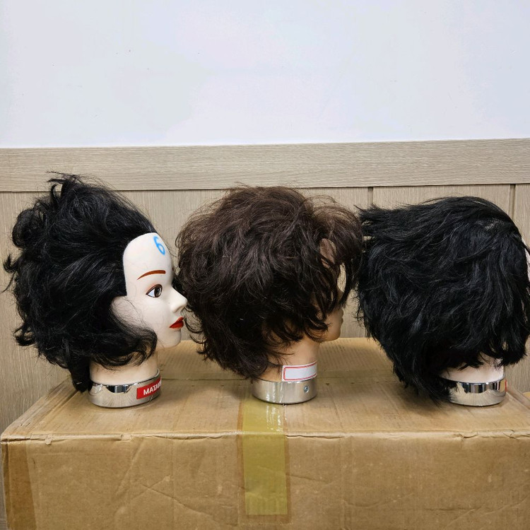 미용 인모 가발, 시험용 가발 , 통가발 3개일괄 (2)--1