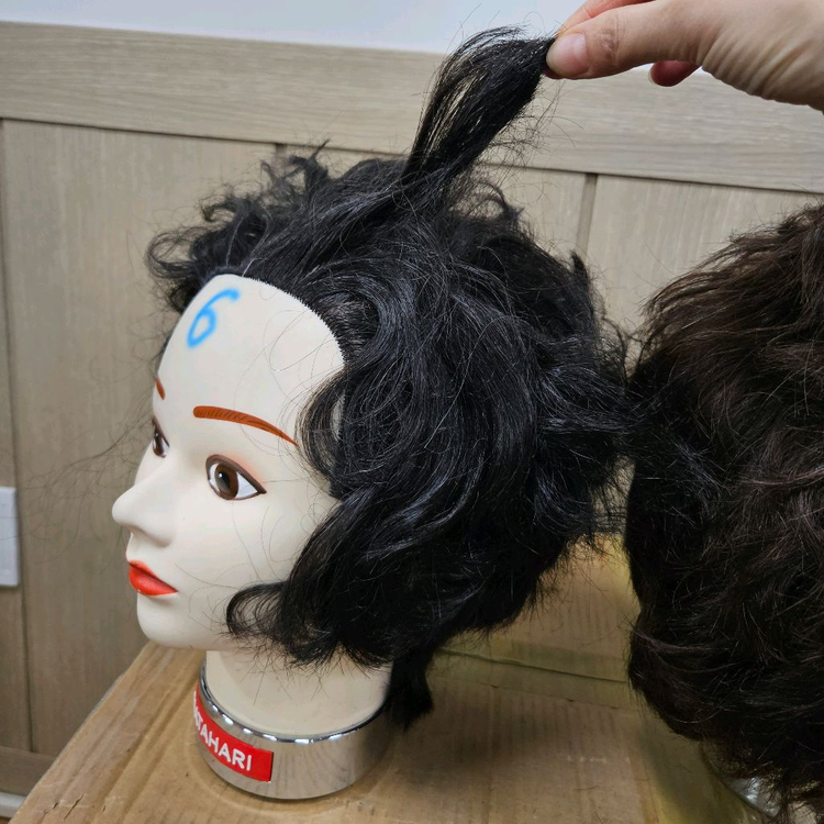 미용 인모 가발, 시험용 가발 , 통가발 3개일괄 (2)--3