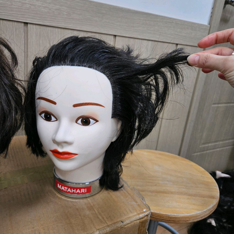 미용 인모 가발, 시험용 가발 , 통가발 3개일괄 (2)--4