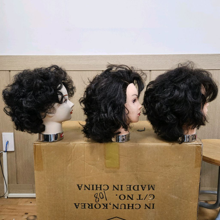 시험용 가발, 인모통가발, 미용가발 3개 일괄 (4)--1