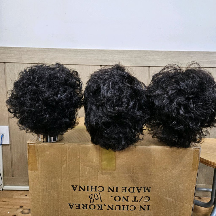 시험용 가발, 인모통가발, 미용가발 3개 일괄 (4)--2