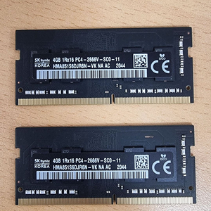 (중고) 노트북 메모리 DDR4 4gb PC4 2666V (SK 하이닉스) 2개 세트 이미지