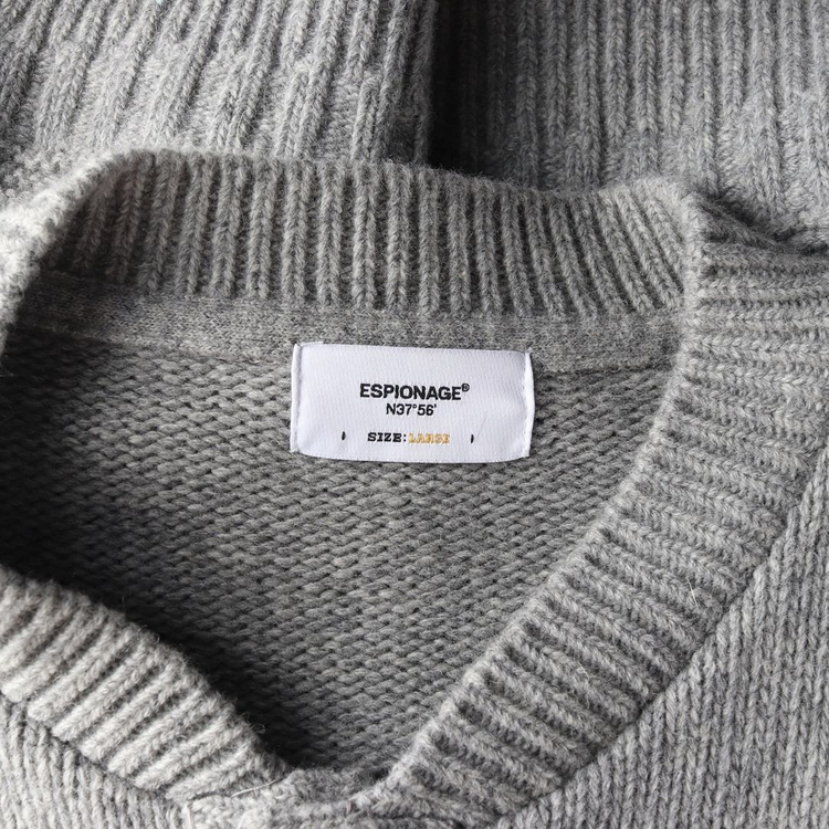 에스피오나지 메리노울80% 그레이 라운드 루즈핏 니트 가디건 L--4