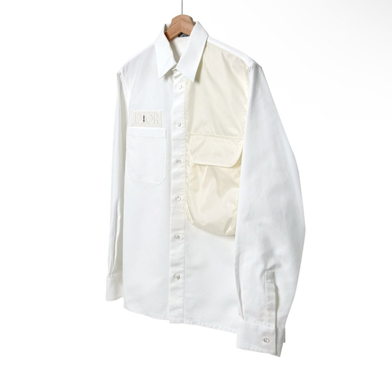 [40] 디올 x 사카이 남성 모노그램 포켓 오버 코튼 셔츠 자켓 화이트--1