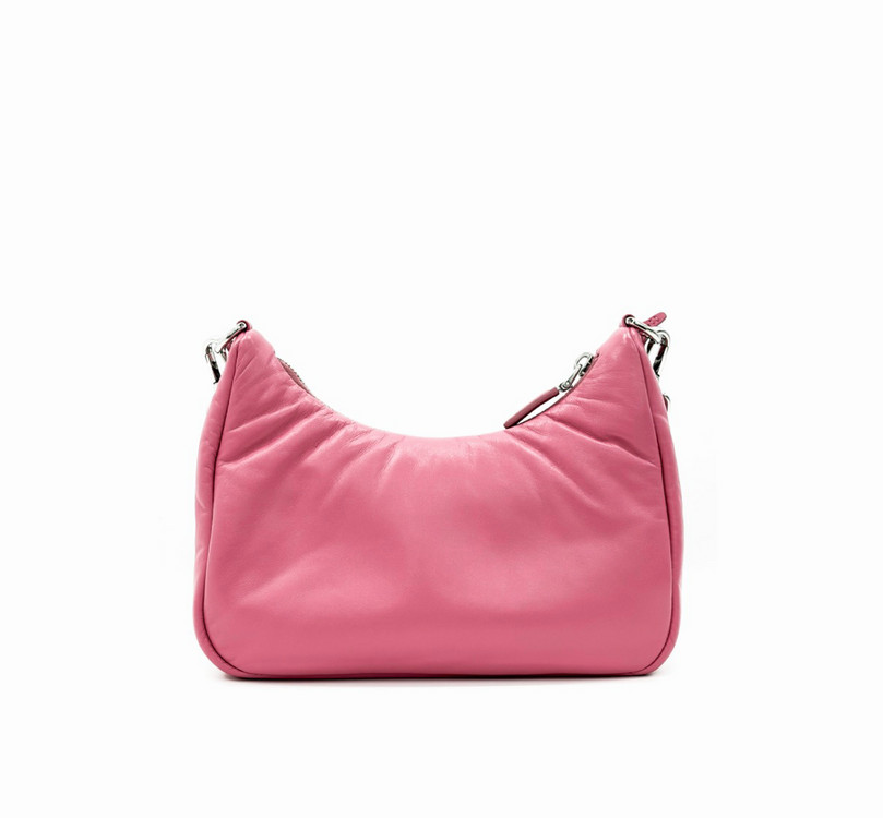 프라다 여성 패딩 나파 레더 리에디션 2005 숄더 호보백 크로스백 핑크--2