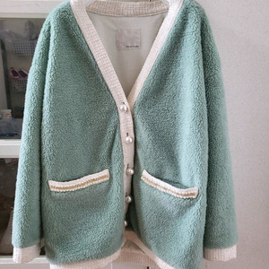 레니본 뽀글이 가디건 자켓
