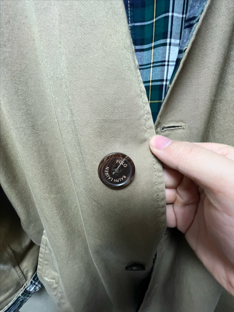 폴로 랄프로렌 타탄체크 리버서블 트렌치코트 L--1