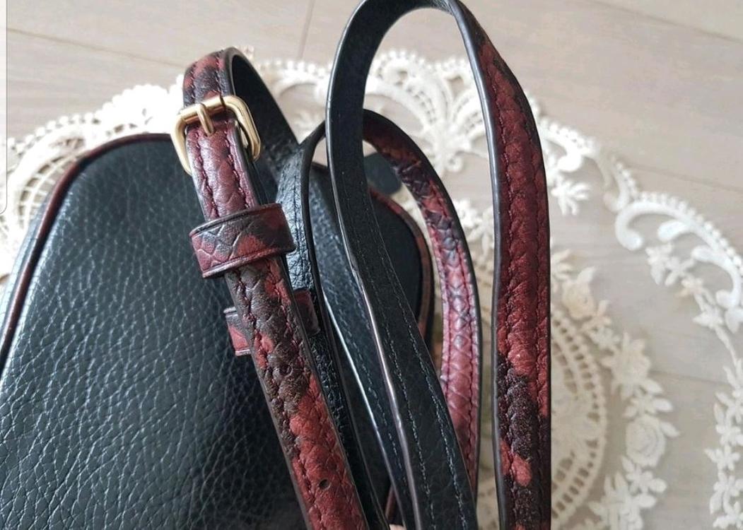 코치 파이톤배색 더블집 크로스백--5