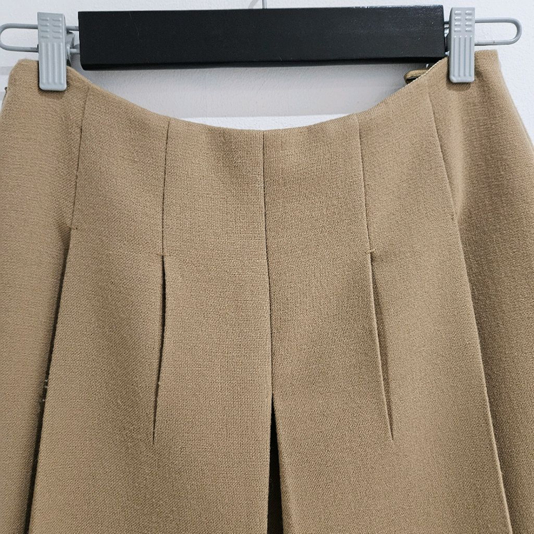 [중고명품셀렉트]프라다 베이지 코튼 미디 스커트--2