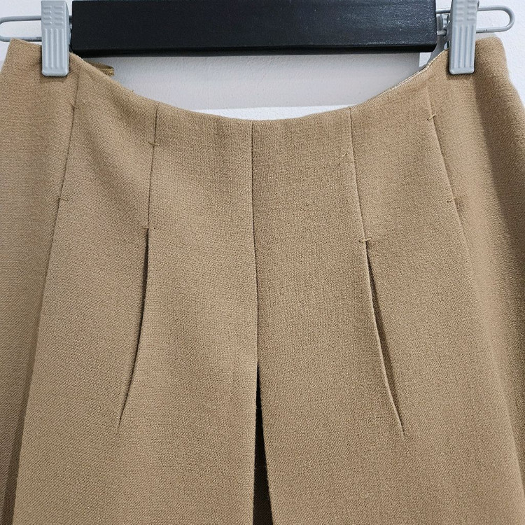 [중고명품셀렉트]프라다 베이지 코튼 미디 스커트--3