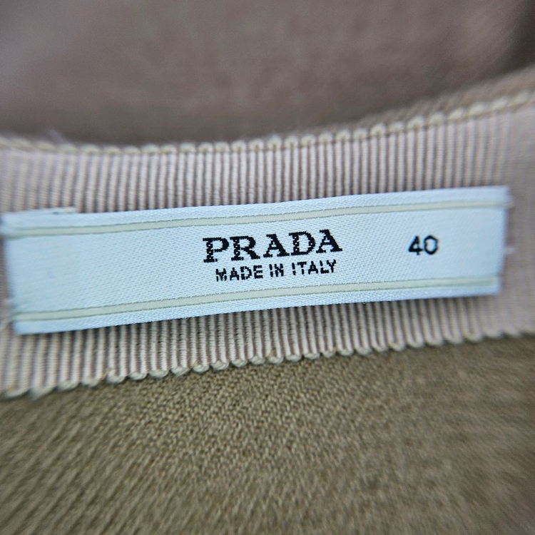 [중고명품셀렉트]프라다 베이지 코튼 미디 스커트--9