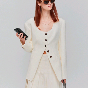 르하스 스쿱넥 트위드자켓