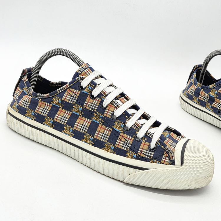 버버리 킹리 로우탑 스니커즈 블루/브라운 (42)--5