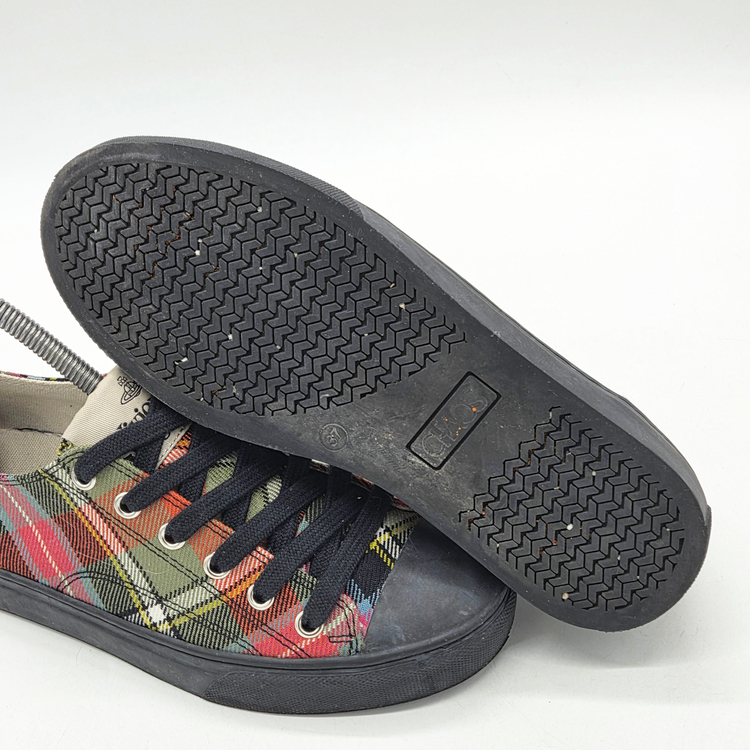 비비안 웨스트우드 우먼스 플림솔 로우탑 스니커즈 멀티 체크 (37)--2