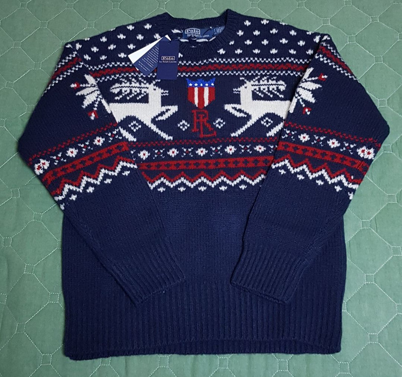[새상품/S] 폴로 레인디어 패턴 울 스웨터 팝니다.--1