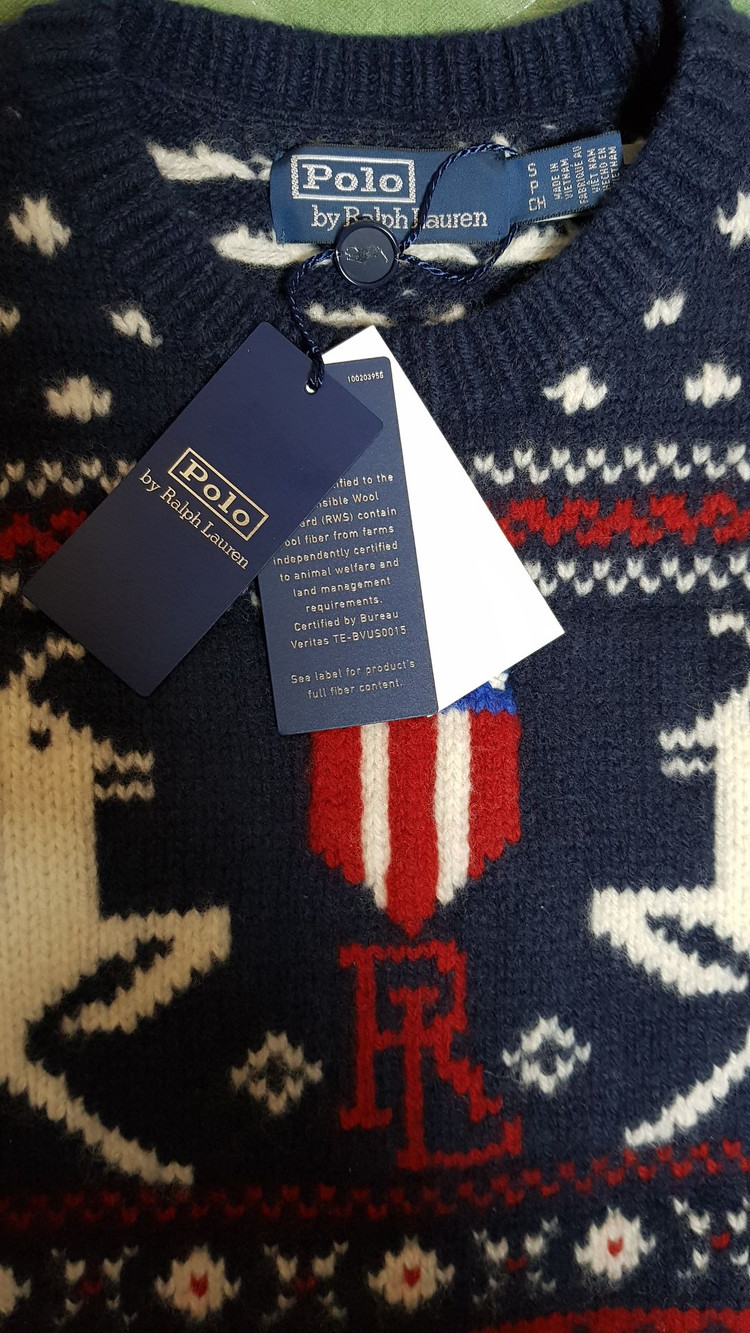 [새상품/S] 폴로 레인디어 패턴 울 스웨터 팝니다.--3