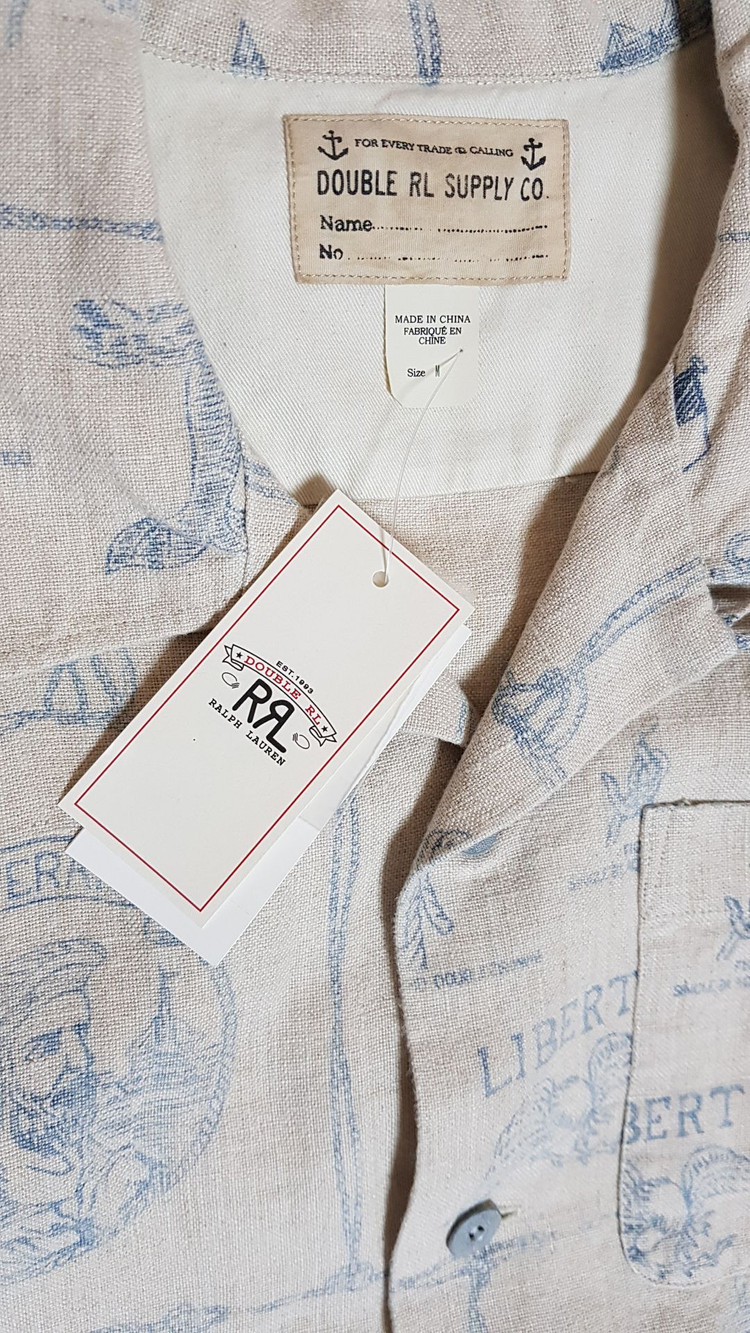 [새상품/M] RRL 프린트 인디고 리넨 캠프 셔츠 팝니다.--3