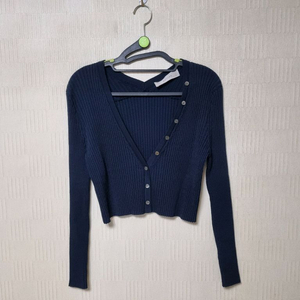 Della Lana 델라라나 리브드 크롭 브이넥 가디건