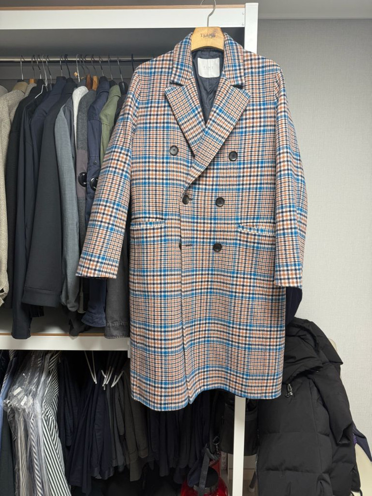 타임옴므 체크코트 팝니다 이미지