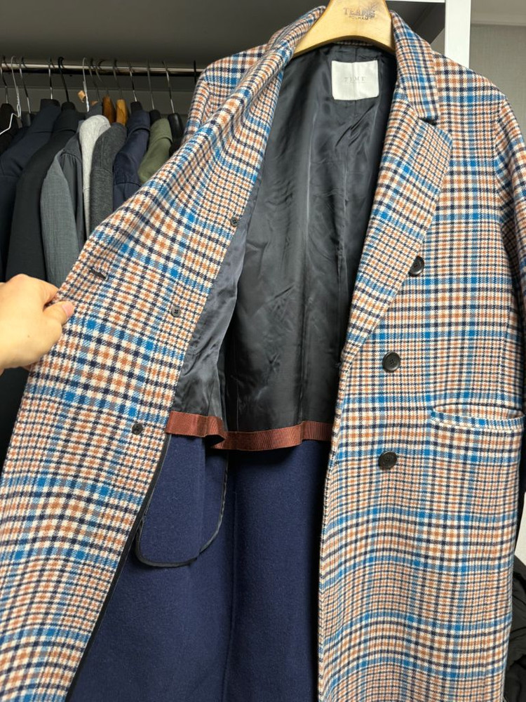 타임옴므 체크코트 팝니다 이미지