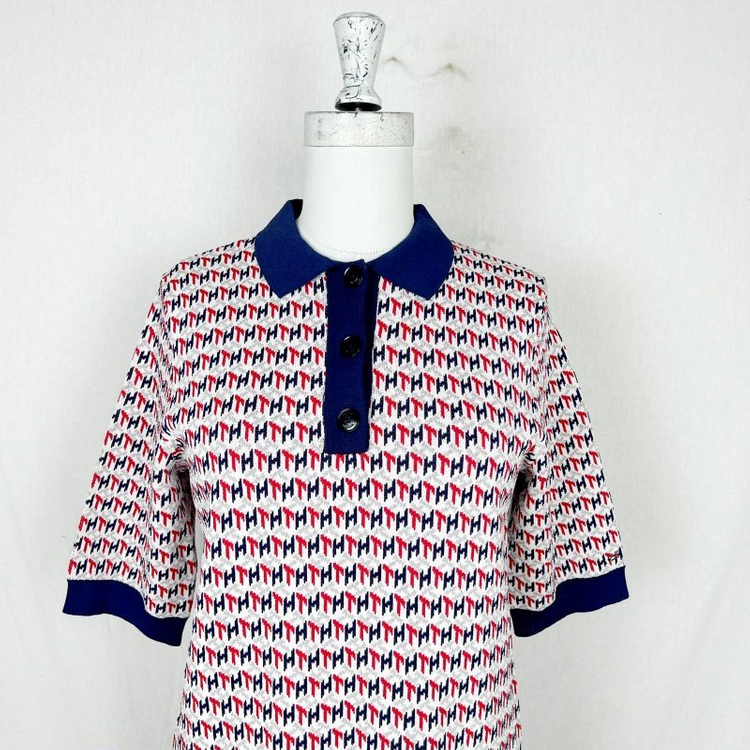 타미힐피거/상태굿 반팔 니트 원피스 패턴 S 55/라덴--1