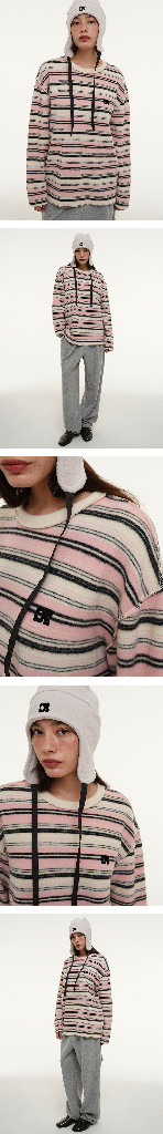 더센토르 엠블럼 스트라이프 롱 슬리브 핑크--1