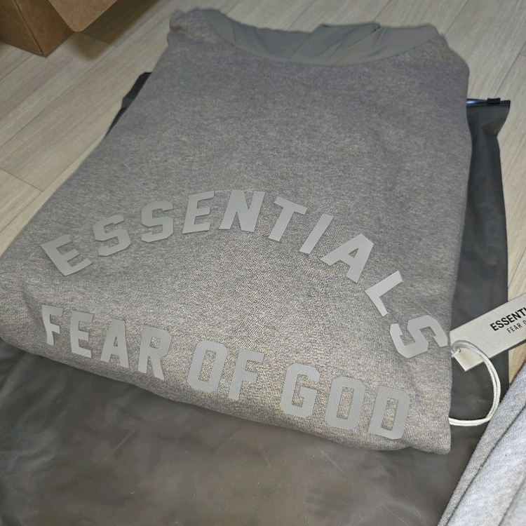 피오갓 에센셜 나일론 플리스 후드티 새상품 (M, 헤더그레이/더스트)--10