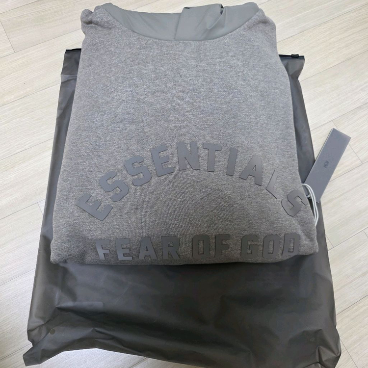 피오갓 에센셜 나일론 플리스 후드티 새상품 (M, 헤더그레이/더스트)--11