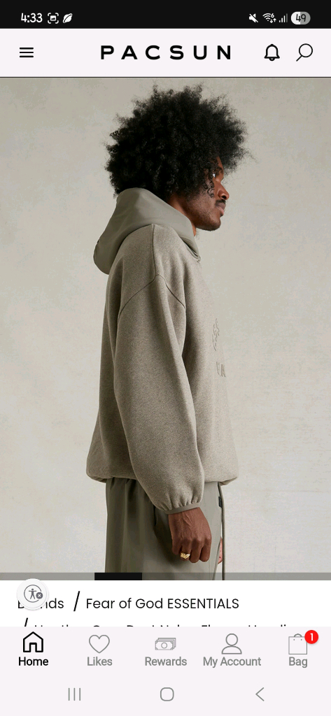 피오갓 에센셜 나일론 플리스 후드티 새상품 (M, 헤더그레이/더스트)--4