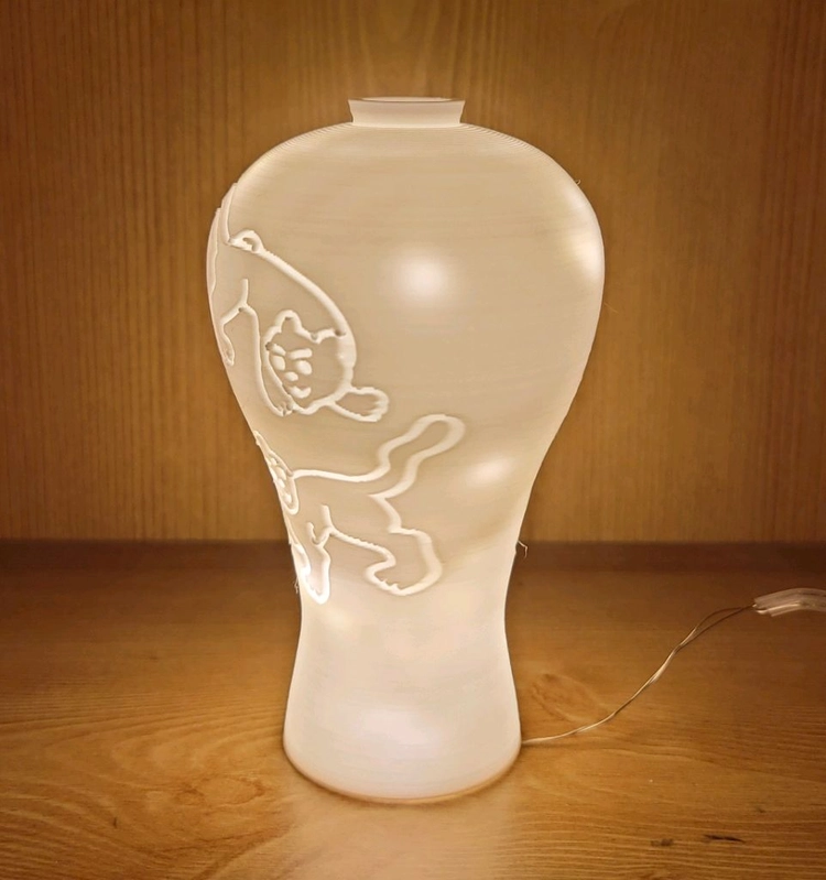 호랑이 백자 3d 램프 led 무드등 조명 이미지