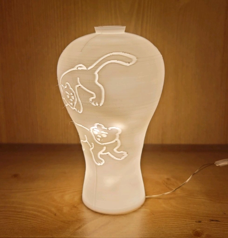 호랑이 백자 3d 램프 led 무드등 조명 이미지