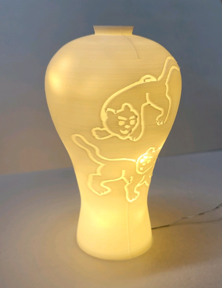 호랑이 백자 3d 램프 led 무드등 조명 이미지