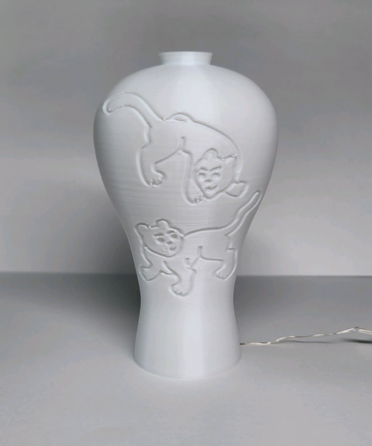 호랑이 백자 3d 램프 led 무드등 조명 이미지