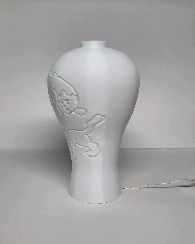 호랑이 백자 3d 램프 led 무드등 조명 이미지