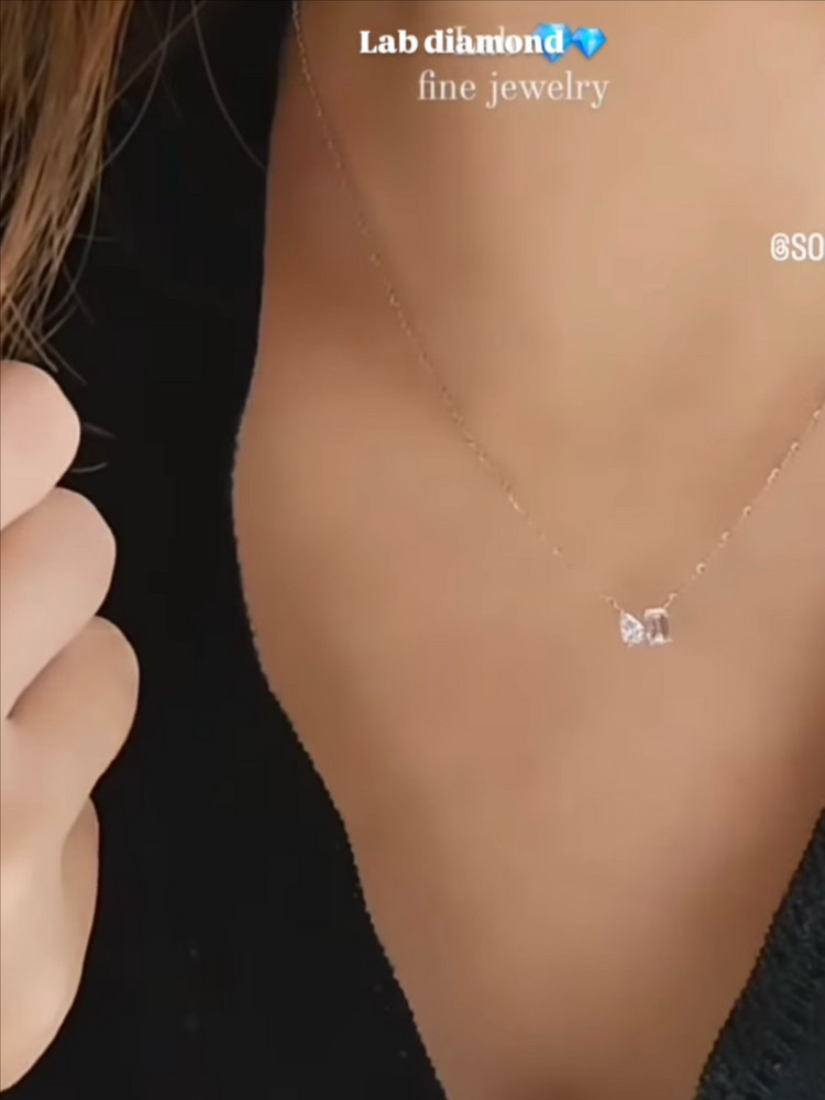 [새제품] 14k 랩다이아 목걸이 페어컷 에멜컷 화이트골드--5