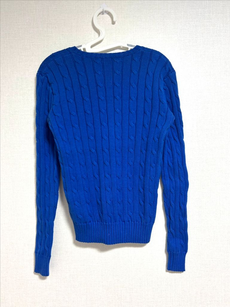 폴로 랄프로렌 신형 브이넥 꽈배기 니트 코발트 블루 XS 이미지